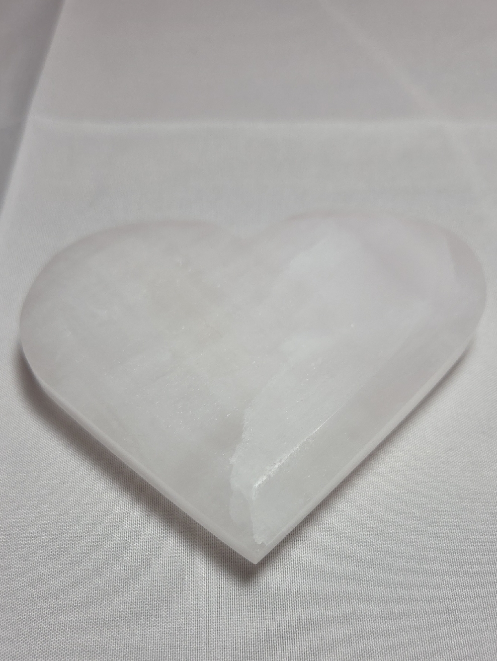 Selenite Heart 88mm Wide 156 Grams - Charge Your Crystals